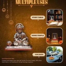 akshat sapphire Pure Silver Hanuman Idol with Acrylic Box image 2