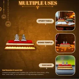 akshat sapphire Pure Silver Ganesha & Maa Laxmi Idol Set image 2