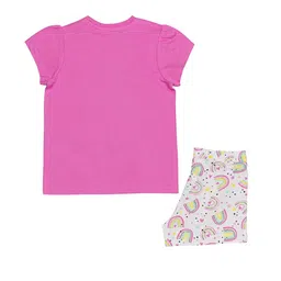 h by hamleys Unicorn Print Round-Neck T-shirt & Shorts Set image 2