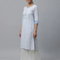aurelia Women Striped Straight Kurta image 2