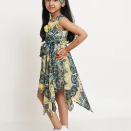 creative kid's Geometric Print Crew-Neck Fit and Flare Dress image 2