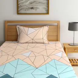 klotthe 300 TC Geometric Print Single Bedsheet with Pillow Cover image 2