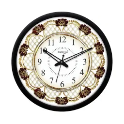 random Floral Print Round-Shape Plastic Wall Clock image 2