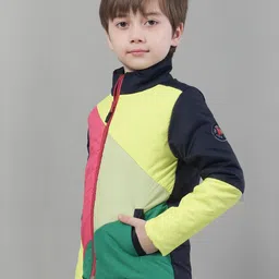 house of vedas Colourblock Bomber Jacket with Insert Pockets image 2