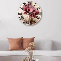 olive tree Floral Print Silent Movement Wooden Wall Clock image 2