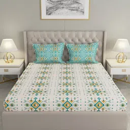 raymond home 144 TC Geometric Print Double Bedsheet with Pillow Covers image 2