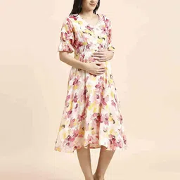 momtobe Floral Print Fit & Flare Dress image 2
