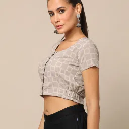 indie picks Bagru Block Print Front-Open Blouse image 2