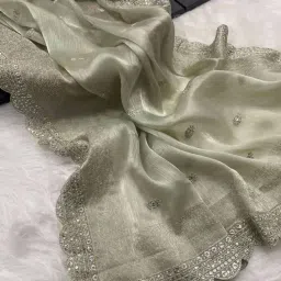 zikaraa Women Embroidered Saree with Blouse Piece image 2