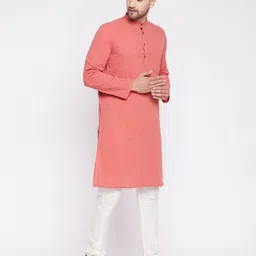 even Striped Long Kurta with Patch Pocket image 2