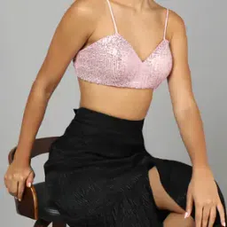 Shein Party Spaghetti Strap Sequined Micro Crop Fitted Bralette Top-image-21