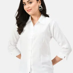 akshatani fashion Women Fitted Shirt with Curved Hemline image 2