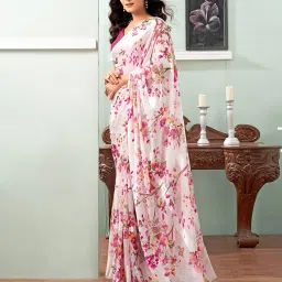 satrani Women Floral Print Saree with Contrast Border image 2