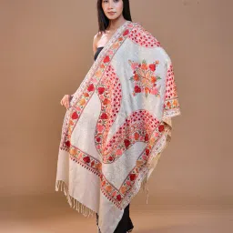 swi stylish Women Embroidered Stole with Tassels image 2