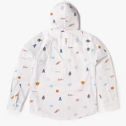 point cove Boys Printed Slim Fit Hooded Shirt image 2