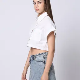 yousta Women Boxy Fit Crop Shirt image 2