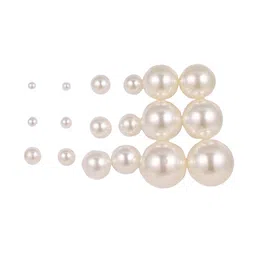 jewels galaxy Set of 9 Pearl Stud Earrings image 2