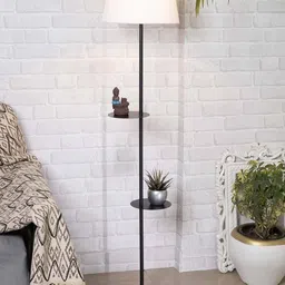 homesake Contemporary Metal Floor Lamp with Duo Shelf image 2