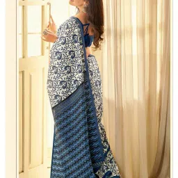 ri-wah Floral Print Saree with Contrast Border image 2