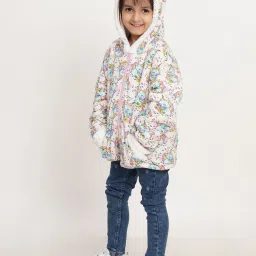 creative kid's Floral Print Zip-Front Hoodie image 2