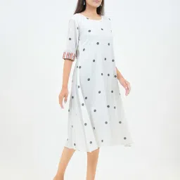 indie picks Hand-Dyed Polka Handblock Print Cotton Dress image 2