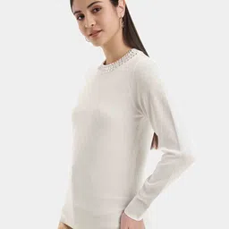 kazo Women Embellished Pullover with Ribbed Hem image 2