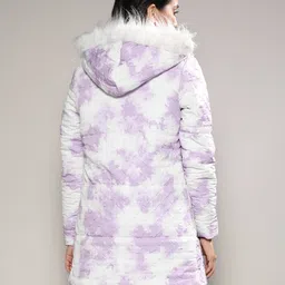 campus sutra Women Regular Fit Tie & Dye Print Hooded Jacket image 2