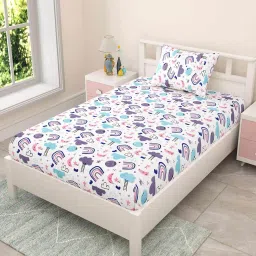 mafatlal 144 TC Printed Pure Cotton Single Bedsheet with Pillow Cover image 2