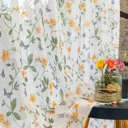 urban space Pack of 2 Floral Print Long Door Curtains image 2