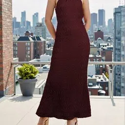 Shein Party Halter Neck Backless Textured Mermaid Dress-picture-26