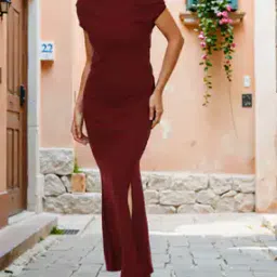 Shein Party Off Shoulder Slit Hem Maxi Mermaid Dress-picture-30