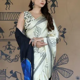 indie picks Heavy Silver Embroidery Work Jimmy Choo Silk Saree  image 2