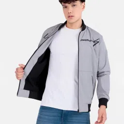 buda jeans co Men Typographic Print Regular Fit Zip-Front Bomber Jacket image 2