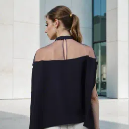 Shein Party Batwing Sleeves Relaxed Fit Top With Back Button Closure image 2