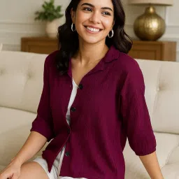 leia Women Regular Fit Shirt with Cuban Collar image 2