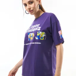 bewakoof Women's Donald Duck Skipper Allergic To Opinion Graphic Printed Oversized T-shirt image 2