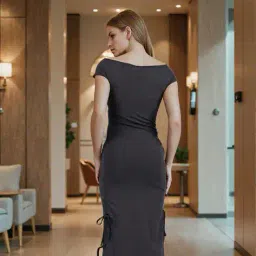 Shein Off Shoulder Ruched Side Slit Dress image 2