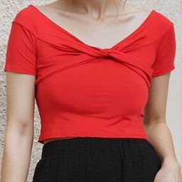 Shein Drop Shoulder Twisted Overlay Front Crop Top-picture-33