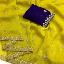 dwini Women Embellished Saree with Cut-Out Border image 2