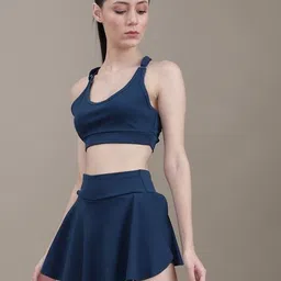 Shein Sleeveless Buckle Detail Running Crop Top with Skorts image 2