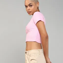 Shein Street Crop Length Short Sleeve Ribbed Top image 2