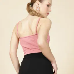 Shein Halter Neck Criss Cross Straps Textured Fitted Crop Top image 2