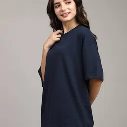 Shein Drop-Shoulder Back Typographic Print Oversized Fit Crew Tshirt image 2