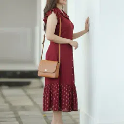 shinisha Women Printed Fit & Flare Dress with Insert Pockets image 2