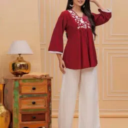 acai Women Embroidered Flared Tunic image 2