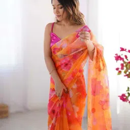 yf yipsy fashion Women Floral Print Saree with Unstitched Blouse Piece image 2