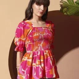 zwerlon x ag Women Printed Regular Fit Square-Neck Top image 2