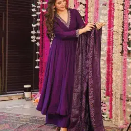 nyrika Women Embroidered Anarkali Kurta Suit Set image 2