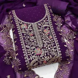 svaraa Women Embroidered Unstitched Dress Material image 2