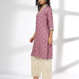 avaasa mix n' match Women Leaf Print Straight Kurta image 2